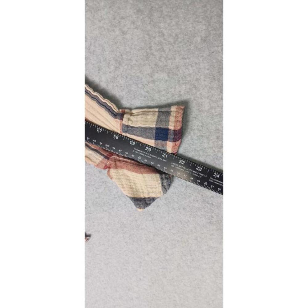 Blue Rain Anthropologie 3/4 Sleeve Wrap Shirt Womens Size XS Brown And Red Plaid - Picture 8 of 11